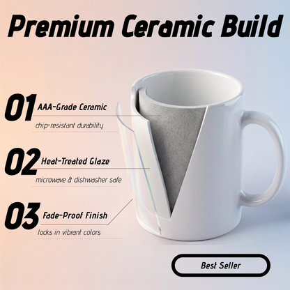 Roasted Coffee Bean Graphic Mug – Minimalist Espresso Cup Ceramic Gift for Baristas