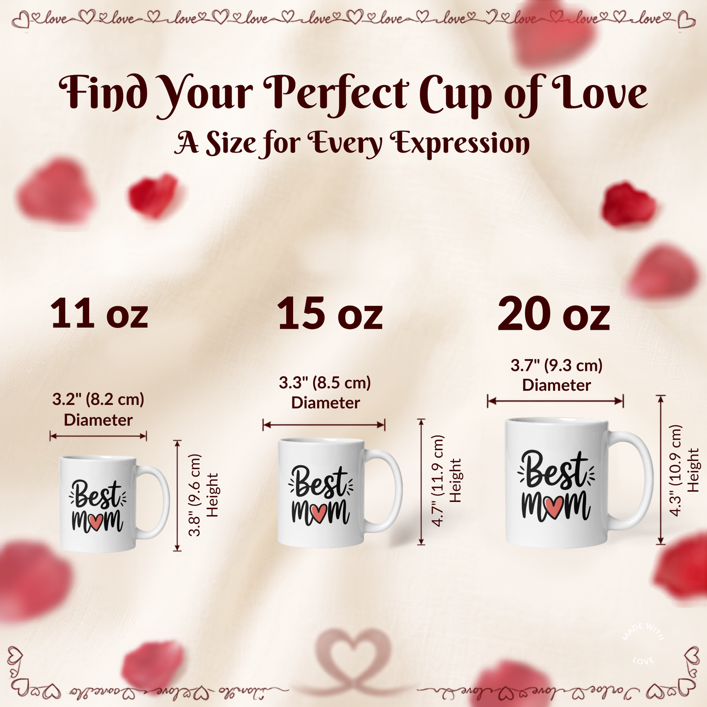 "Best Mom" Heart Coffee Mug – Premium Ceramic Gift for Mothers
