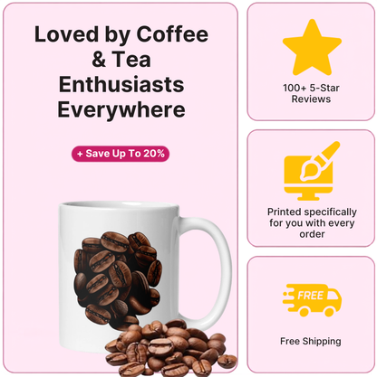 Roasted Coffee Bean Graphic Mug – Minimalist Espresso Cup Ceramic Gift for Baristas